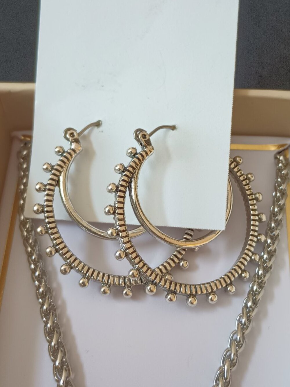 Silver Necklace with Earrings Set (NWT) - Picture 3 of 7